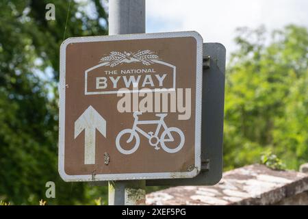 Sign for The National Byway, a 3,200-mile (5,150km.) sign-posted leisure cycling route around the UK Stock Photo