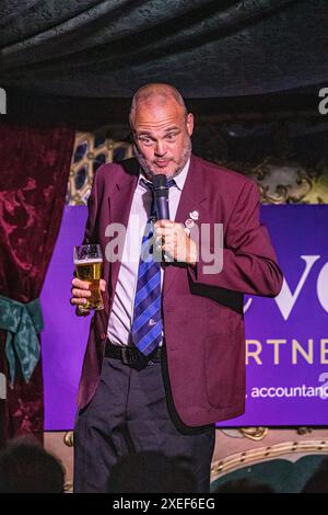 BROADCHALKE, WILTSHIRE, UK, 26th June, 2024, Comedian Al Murray (aka The Pub Landlord) brought his live stand up routine to Chalke History Festival, the UK's leading history festival. The event attracts hundreds of thousands of history enthusiasts, including tens of thousands of school children. Credit John Rose/Alamy Live News Stock Photo