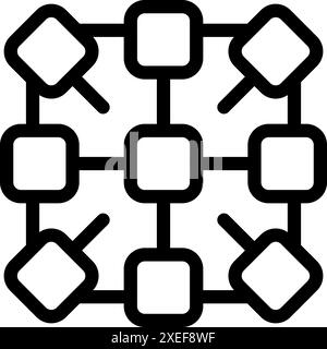 Icon of a blockchain network connecting blocks with lines Stock Vector