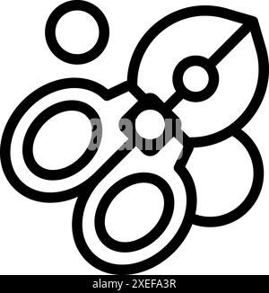 Black outline icon of a pair of gardening secateurs cutting a branch, ideal for projects related to gardening and plant care Stock Vector