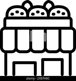 Bakery shop building facade with awning, representing a business selling fresh bread and pastries Stock Vector