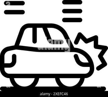 Line icon of a car getting damaged in an accident, a simple design Stock Vector