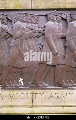 Liverpool Cenotaph stands on St George's Plateau, to the east of St George's Hall in Liverpool, England. Stock Photo