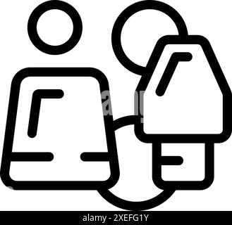 Line art icon of a patient receiving a blood transfusion connected to an iv drip Stock Vector