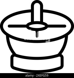 Line art icon of a satellite dish receiving signals from space for communication purposes Stock Vector