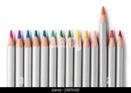 Wooden color pencils on a white background Stock Photo