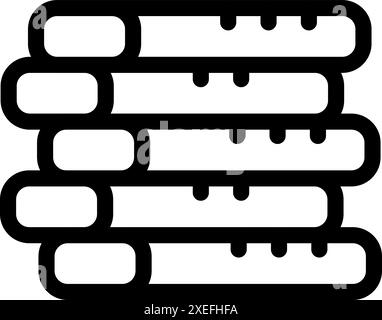 Black and white line art of logs stacked and ready for measuring and cutting for firewood Stock Vector