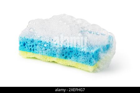 Cleaning sponge with soap foam Stock Photo