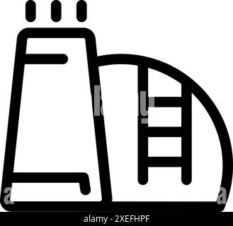 Line icon representing a biogas plant producing renewable energy from organic waste Stock Vector