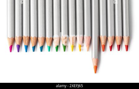 Wooden color pencils on a white background Stock Photo