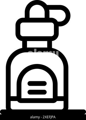 Line art icon of essential oil bottle with dropper showing liquid inside Stock Vector