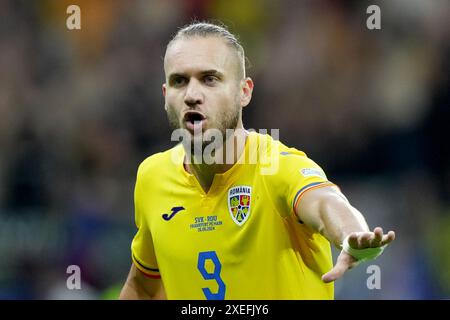 Frankfurt, Germany. 26th June, 2024. Romania's George Puscas during the Euro 2024 soccer match between Slovakia and Romania at the Frankfurt Arena, Frankfurt, Germany - Wednesday 26 June 2024. Sport - Soccer . (Photo by Spada/LaPresse) Credit: LaPresse/Alamy Live News Stock Photo