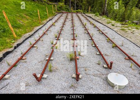 Constructed wetland below the Filzmoosalm, Großarl, Salzburg, Austria Stock Photo