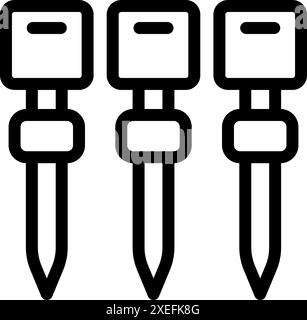 Icon of three soil sampling probes being used for environmental analysis Stock Vector