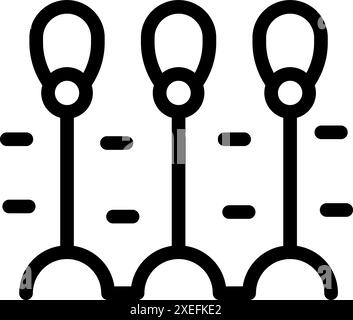Simple black and white icon of three toggle switches changing settings with moving dashes Stock Vector
