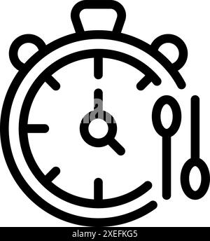 Simple icon of a stopwatch counting down time with cutlery next to it, perfect for representing intermittent fasting Stock Vector