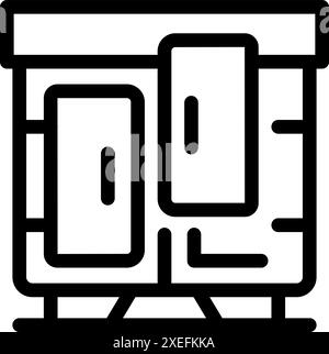 Simple icon of a power supply unit converting high voltage power line energy into lower voltage dc current for domestic use Stock Vector
