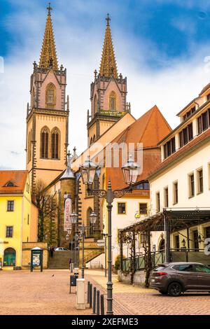 The Neumarkt in Oschatz with the St. Aegidien Church 2 Stock Photo