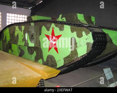 Museum of armored vehicles under the open sky and under sheds in Kubinka near Moscow. Stock Photo