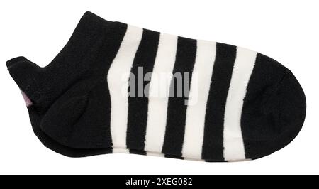 Black and white striped textile socks on isolated background Stock Photo