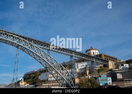 Maria Pia Bridge over Douro River Porto Portugal Stock Photo