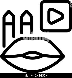 Concept of language learning app with mouth speaking different languages and play button Stock Vector
