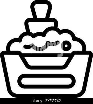Simple black and white icon of an overflowing office inbox tray with a stamp resting on top Stock Vector