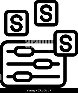 Black outline icon representing the process of adjusting settings in a software development kit Stock Vector