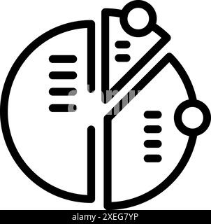Minimalist pie chart representing data analysis, featuring bold lines and clear segments Stock Vector