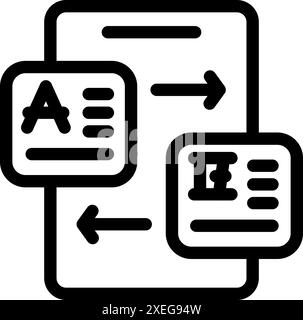This icon represents transferring or sharing text documents between devices Stock Vector