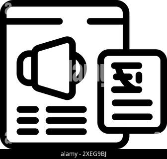 Line icon of digital marketing campaign showing advertisement with analytics and rupee symbol Stock Vector