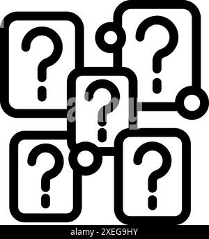 Multiple question mark boxes connected together symbolizing frequently asked questions and troubleshooting Stock Vector