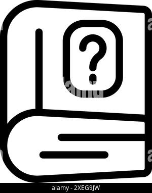 Simple line art icon of a book with a question mark, conveying confusion or a search for answers Stock Vector