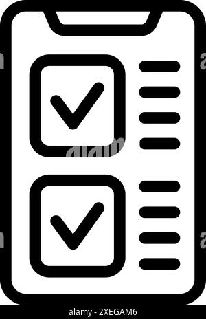 Smartphone showing completed checklist icon, mobile phone displaying check marks, task management app Stock Vector