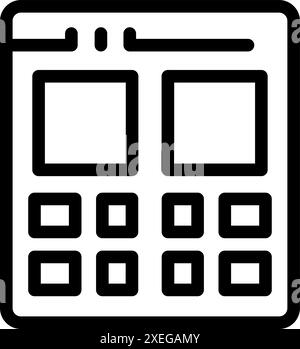 Line icon of a program for website design, showing the layout of a webpage Stock Vector