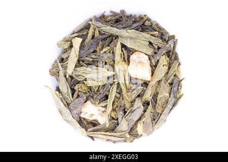 Green tea on white background isolate for advertising Stock Photo