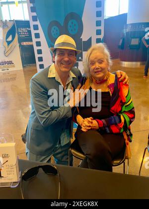 Actress Sally Kirland and writer/director Xaque Gruber at a screening of his new film Sallywood at a film festival in Los Angeles, California USA Stock Photo