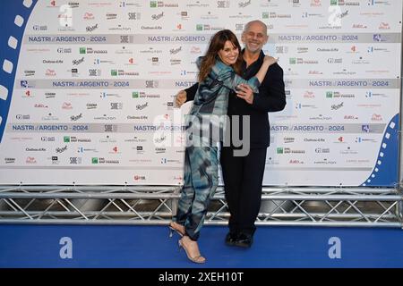 Rome, Italy. 27th June, 2024. Paola Cortellesi (l) and Riccardo Milani (r) attend the blu carpet of 'Nastri d'Argento 2024' at Maxxi Museum. Credit: SOPA Images Limited/Alamy Live News Stock Photo