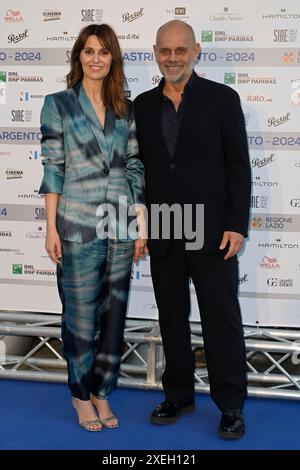 Rome, Italy. 27th June, 2024. Paola Cortellesi (l) and Riccardo Milani (r) attend the blu carpet of 'Nastri d'Argento 2024' at Maxxi Museum. Credit: SOPA Images Limited/Alamy Live News Stock Photo