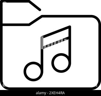 Music files folder. Digital sound archive. Playlists library management and storage. Pixel perfect vector icon Stock Vector