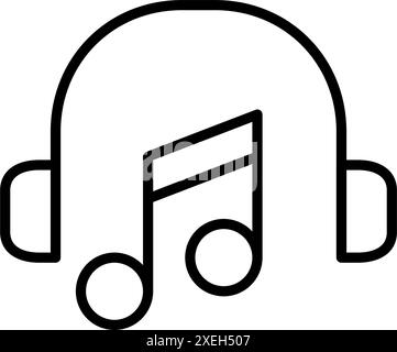 Musical notes and headphones. Listening to music. Pixel perfect vector icon Stock Vector