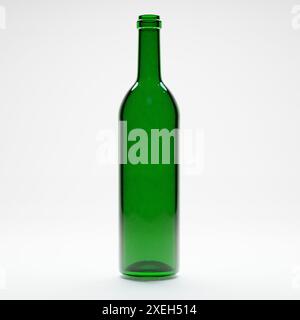 3d render of empty green wine glass bottle in isolated studio white background Stock Photo