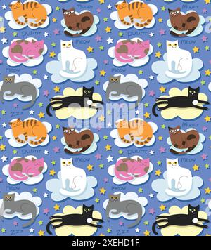 Cats seamless funny background Stock Vector