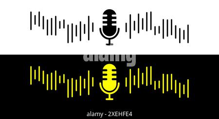 Sound wave icon, podcast player interface, music symbol, sound wave. Microphone sound wave. Stock Vector