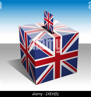 United Kingdom, political national elections, ballot box with national flag, UK Stock Vector