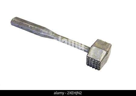 Dual sided metal meat mallet isolated on white Stock Photo