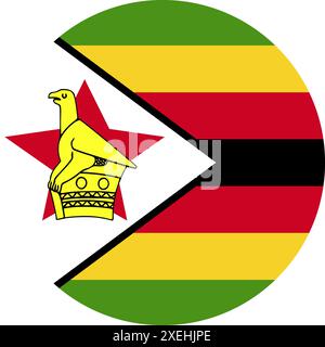 ZIMBABWE Flag in circle, official color, National flag, symbol of nation, government, flag vector, flag illustration, isolated flag Stock Vector