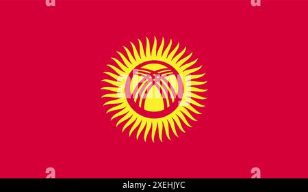 KYRGYZSTAN Flag, official color, National flag, symbol of nation, government, flag vector, flag illustration, isolated flag Stock Vector