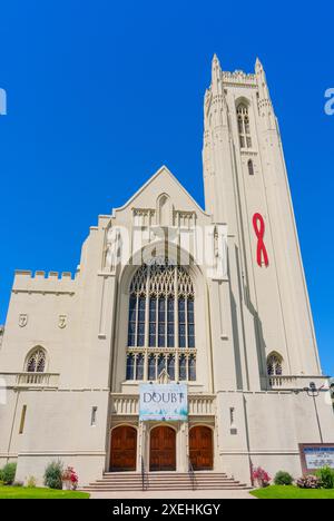 Los Angeles, California - April 10, 2024: Facade of the Hollywood United Methodist Church building. Stock Photo