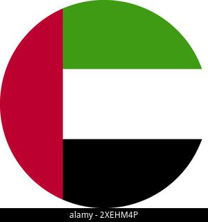 UAE Flag in circle vector illustration, official color, National flag, symbol of nation, government, vector, illustration, isolated flag Stock Vector